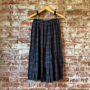 Alfred Dunner Teal and Purple Plaid Midi Skirt